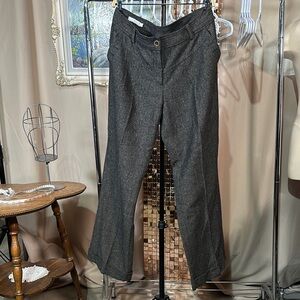 Charcoal Gray Trousers with Subtle Texture and Full-Length Design waist 17-17.5
